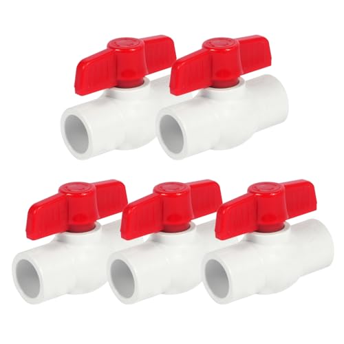 YADIAN [5 Pack] 1/2'' PVC Ball Valves, Water Shut Off Valves, 1/2 inch Ball Valves Slip, Pipe Fittings, Rated at 150 PSI, Socket (1/2'' - Box of 5) - Image 1