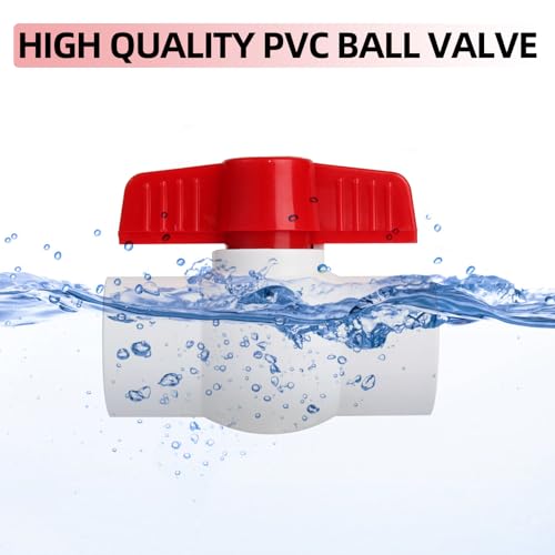 YADIAN [5 Pack] 1/2'' PVC Ball Valves, Water Shut Off Valves, 1/2 inch Ball Valves Slip, Pipe Fittings, Rated at 150 PSI, Socket (1/2'' - Box of 5) - Image 5