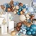 MEBAY Boho Brown and Blue Balloon Garland Arch Kit 156Pcs Light Ocean Blue Caramel Brown White Sand Nude Balloons for Birthday Gender Reveal Baby Bridal Shower Wedding Party - Image 2