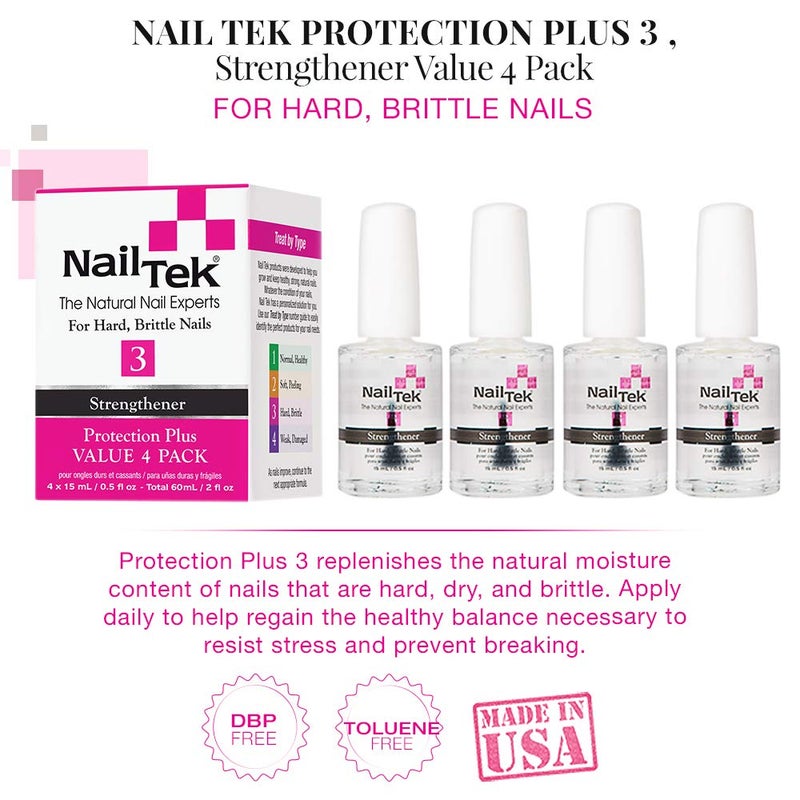 Nail Tek Foundation 3, Ridge Filling Strengthening Base Coat for Hard and Brittle Nails, 0.5 oz, 2-Pack - Image 4