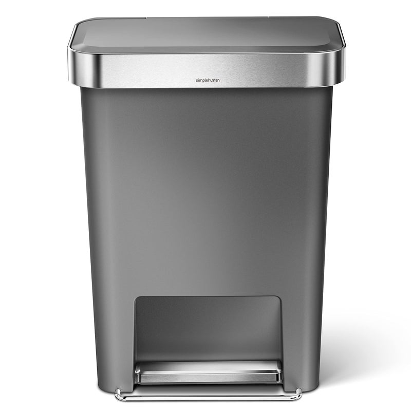 simplehuman 45 Liter / 12 Gallon Rectangular Kitchen Step Trash Can with Soft-Close Lid, Grey Plastic - Image 2