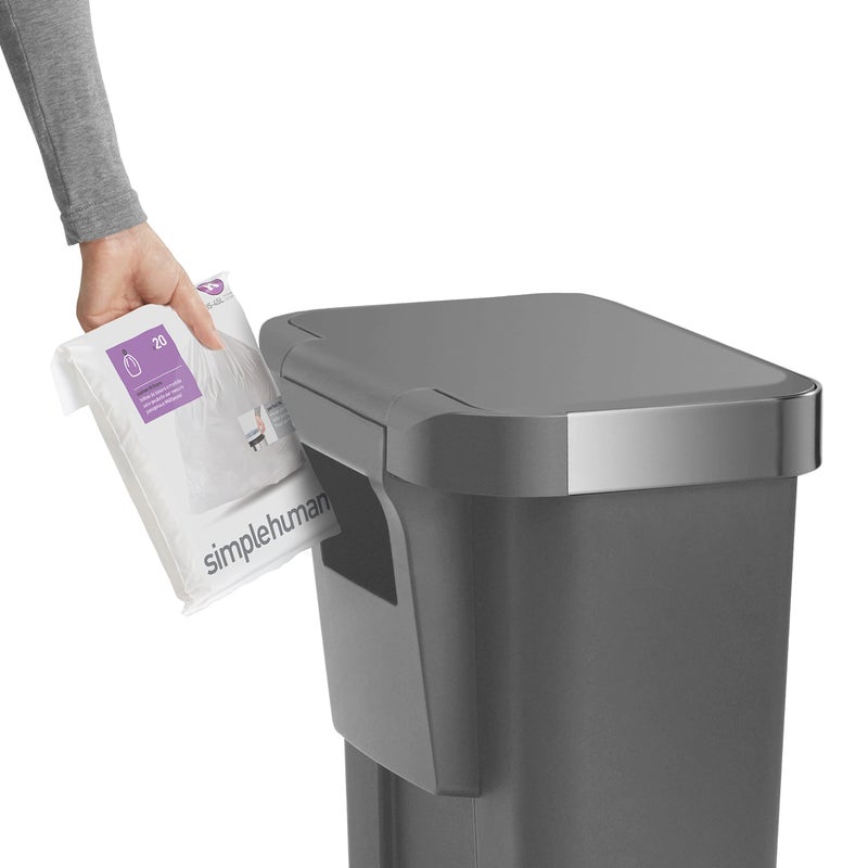 simplehuman 45 Liter / 12 Gallon Rectangular Kitchen Step Trash Can with Soft-Close Lid, Grey Plastic - Image 4