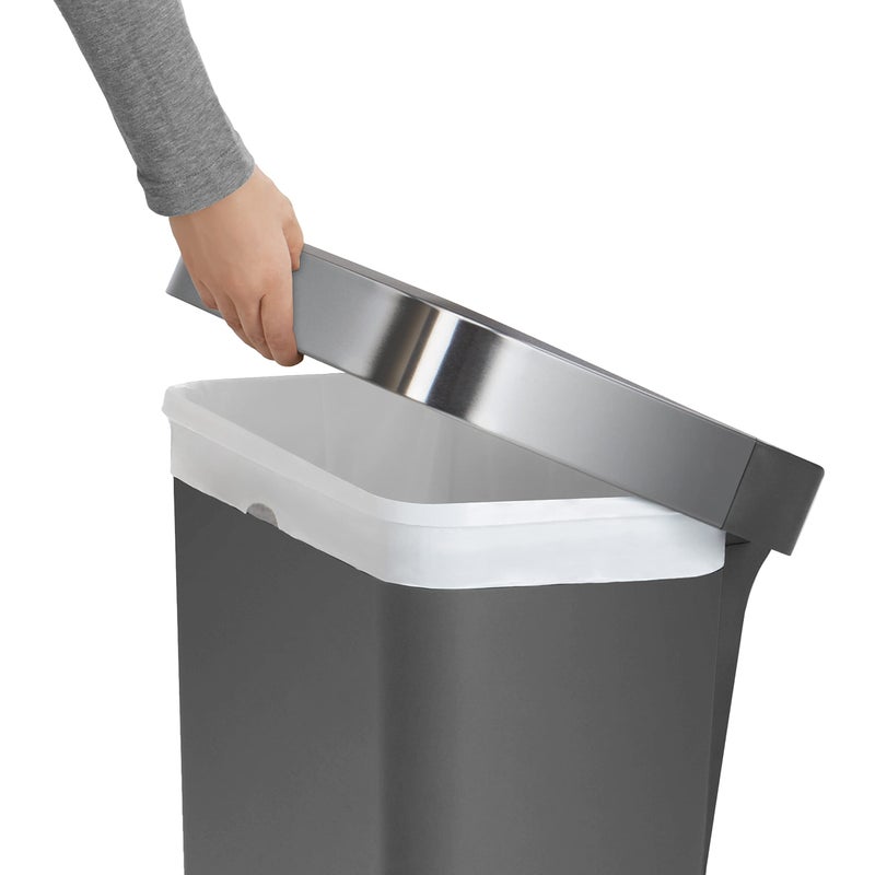 simplehuman 45 Liter / 12 Gallon Rectangular Kitchen Step Trash Can with Soft-Close Lid, Grey Plastic - Image 5