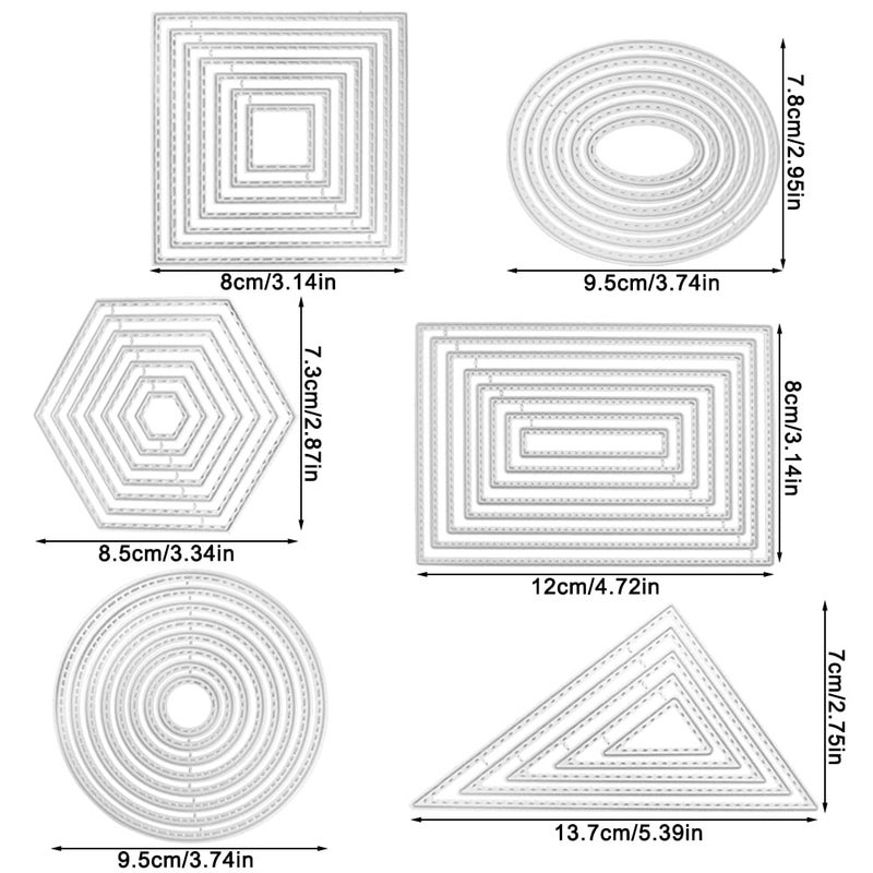 SENHAI 6 Pcs Cutting Dies Stencil Metal Set, SENHAI Different Shapes Dies Cuts Polygon Embossing Tools for Card Making Supplies Album Scrapbooking - Image 3