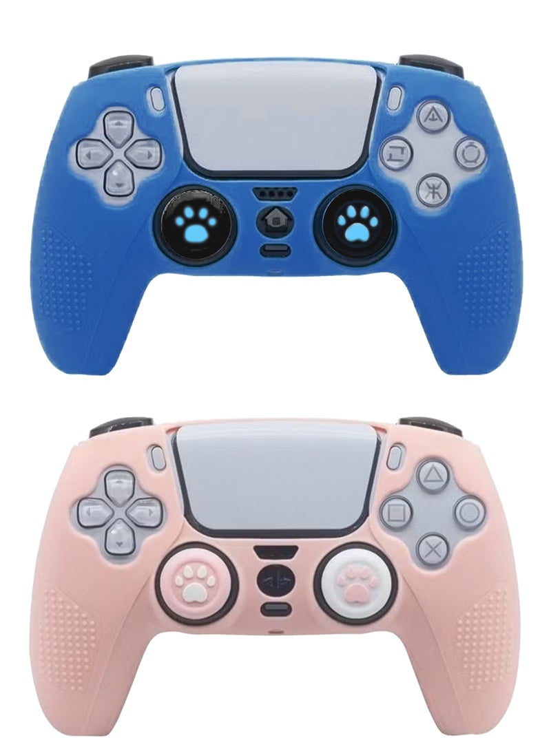ملحقات الجلد المصنوعة من السيليكون لقبضة وحدة التحكم PS5 يغطي واقي العلبة مع واقي من الغبار من السيليكون المضاد للانزلاق ، والحماية من الغبار ، والجلد × 2 ، وغطاء قبضة الإبهام × 4 قفص الاتهام المتوافق مع محطة الشاحن - Image 1