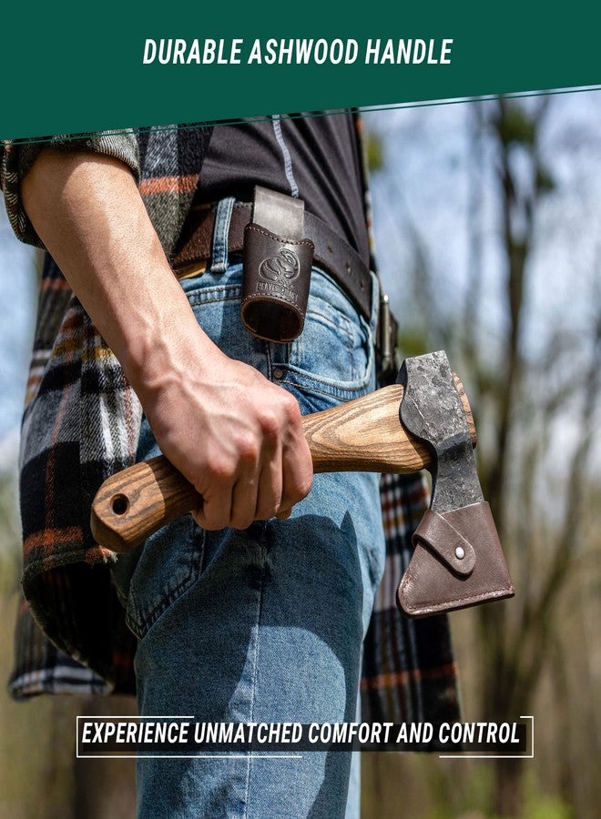 BeaverCraft Carving Axe Hand Forged with Sheath - Bushcraft Hatchet Camping Small Axe with Wood Handle - Bearded Wooden Axe Survival Hatchet AX1 Axe for Chopping Wood and Gardening - Image 5