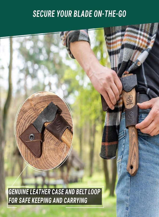 BeaverCraft Carving Axe Hand Forged with Sheath - Bushcraft Hatchet Camping Small Axe with Wood Handle - Bearded Wooden Axe Survival Hatchet AX1 Axe for Chopping Wood and Gardening - Image 4