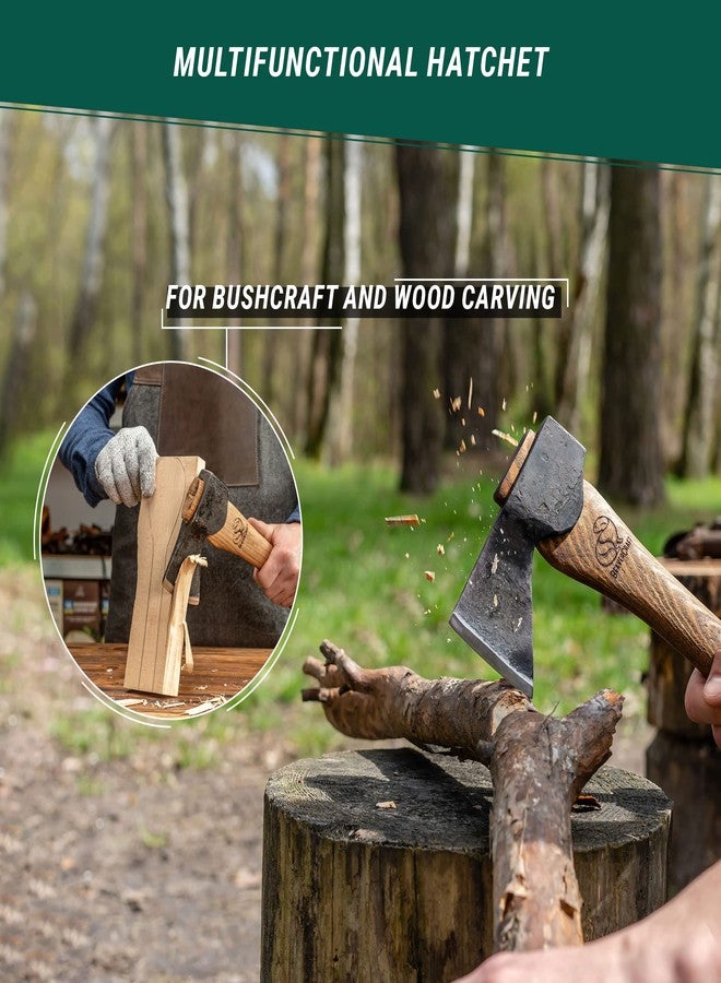 BeaverCraft Carving Axe Hand Forged with Sheath - Bushcraft Hatchet Camping Small Axe with Wood Handle - Bearded Wooden Axe Survival Hatchet AX1 Axe for Chopping Wood and Gardening - Image 3