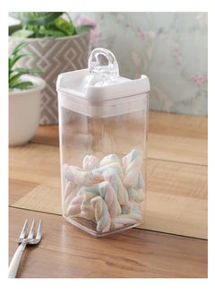 Spaceshoop Acrylic Airtight Food Storage Container With Flip Lid - 1300ml | Leak Proof, BPA Free Plastic Container For Kitchen | Easy To Open & Seal Handle | Stackable Multipurpose Canister Jar  - Image 5