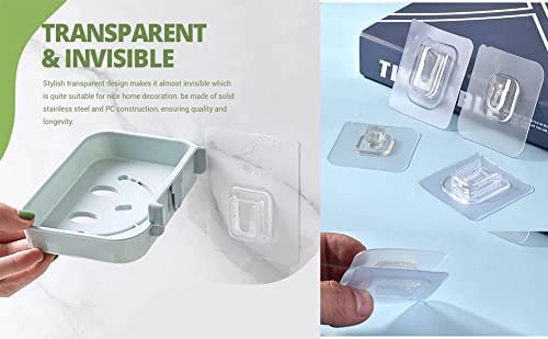 VATTU Acrylonitrile Butadiene Styrene DoubleSided Adhesive Heavy Duty Waterproof and OilProof Wall Hooks Pack of 12 Pairs Transparent - Image 2