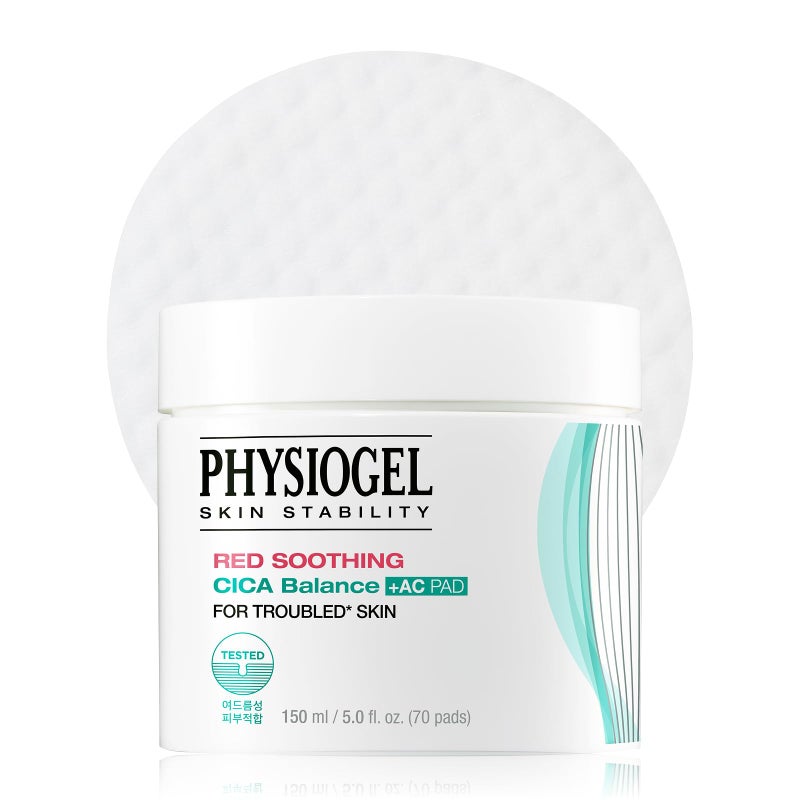 Physiogel Physiogel Red Soothing Cica Balance Calming Toner Pad for Men  Women Gentle Exfoliating  Skin Soothing Cica BHA Salicylic Acid Niacinamide For Sensitive  Acne Prone Skin  70pcs