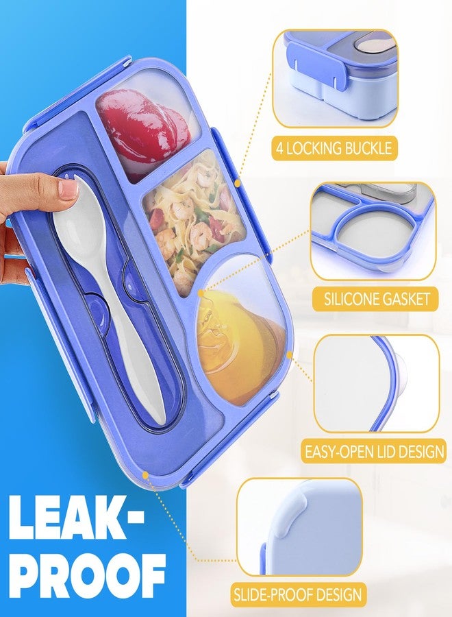 EASYFUN Bento Box Adult, Lunch Box, 4-Compartment Lunch Containers, Drop-Proof, Dishwasher Safe & Made with BPA-Free Materials (Blue) - Image 4