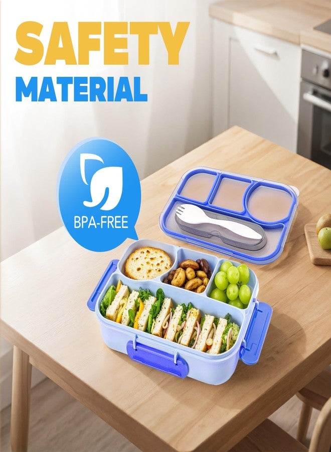EASYFUN Bento Box Adult, Lunch Box, 4-Compartment Lunch Containers, Drop-Proof, Dishwasher Safe & Made with BPA-Free Materials (Blue) - Image 3