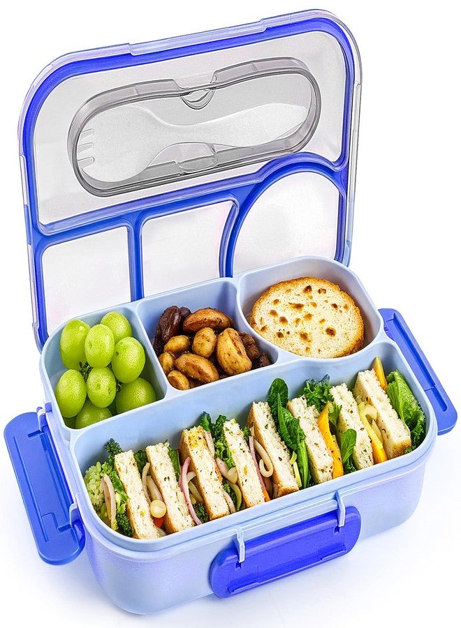EASYFUN Bento Box Adult, Lunch Box, 4-Compartment Lunch Containers, Drop-Proof, Dishwasher Safe & Made with BPA-Free Materials (Blue) - Image 1