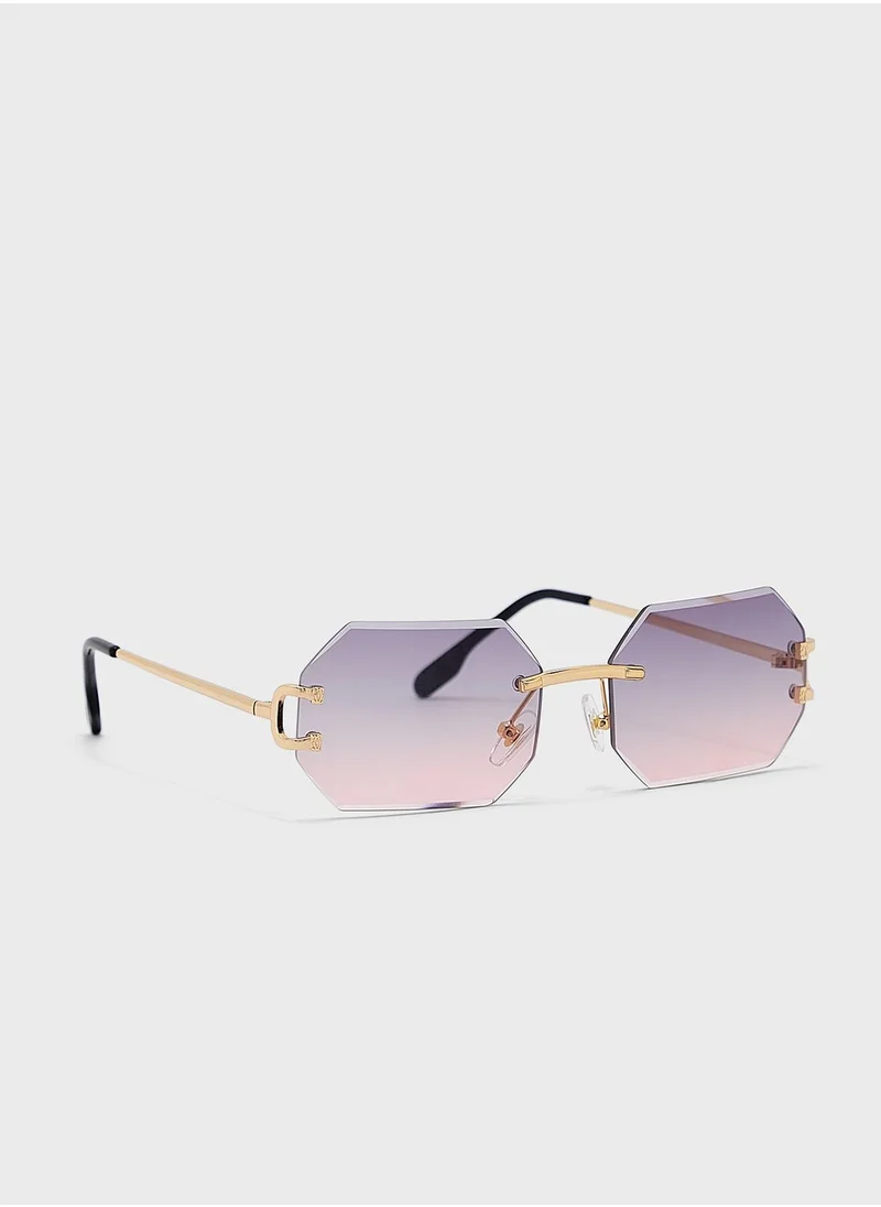 Ginger Hexagon Ombre Len Sunglasses
