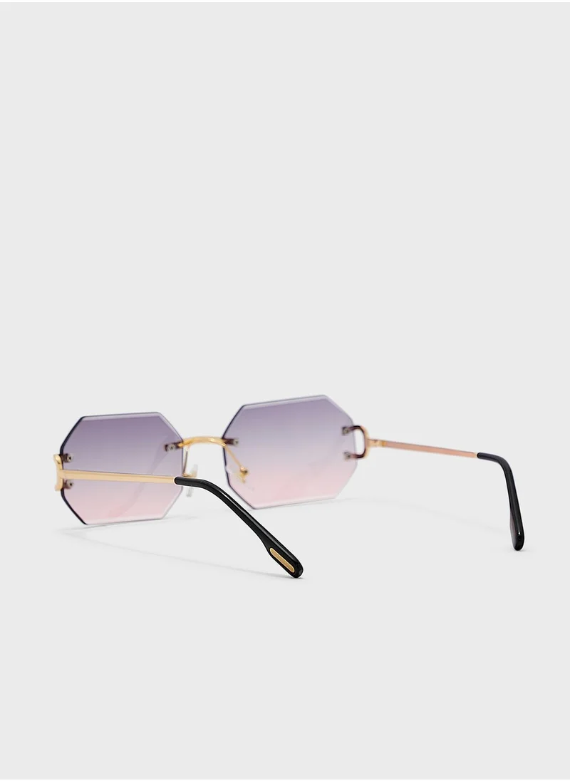 Ginger Hexagon Ombre Len Sunglasses