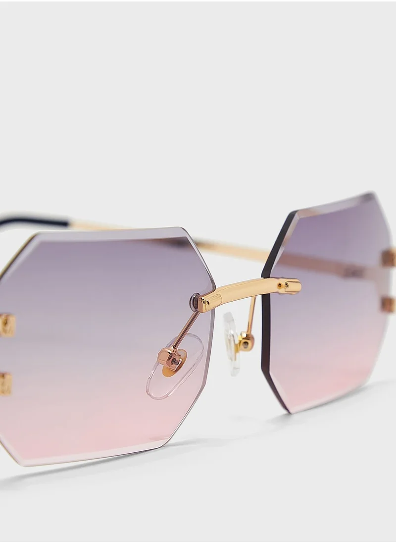 Ginger Hexagon Ombre Len Sunglasses
