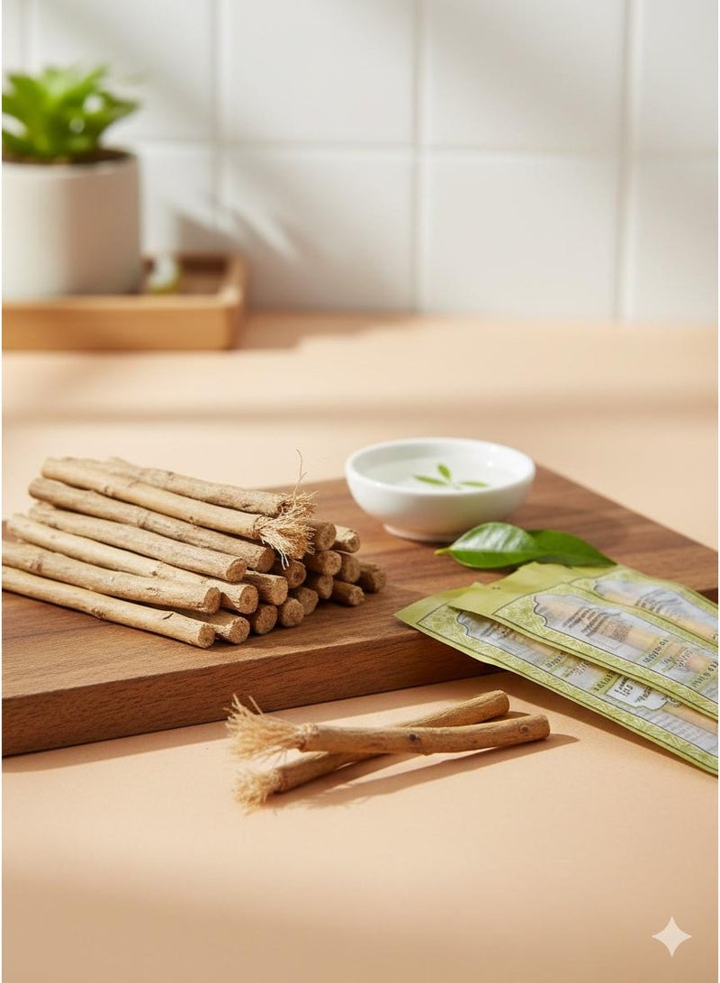 مجموعة من 12 فرشاة أسنان مسواك طبيعية 100% - أعواد قابلة للتقشير والمضغ لأسنان أكثر بياضًا، عضوية، محكمة الغلق، تحافظ على صحة اللثة والأسنان. - Image 1