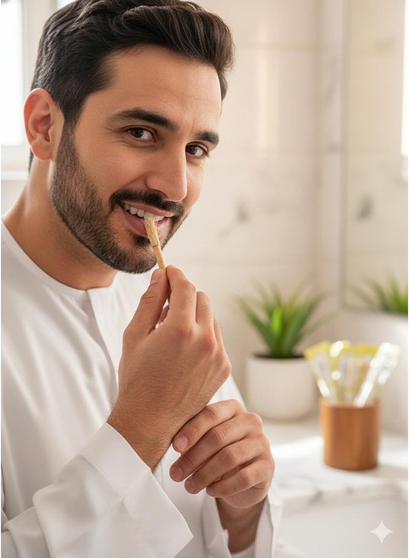 مجموعة من 12 فرشاة أسنان مسواك طبيعية 100% - أعواد قابلة للتقشير والمضغ لأسنان أكثر بياضًا، عضوية، محكمة الغلق، تحافظ على صحة اللثة والأسنان. - Image 2