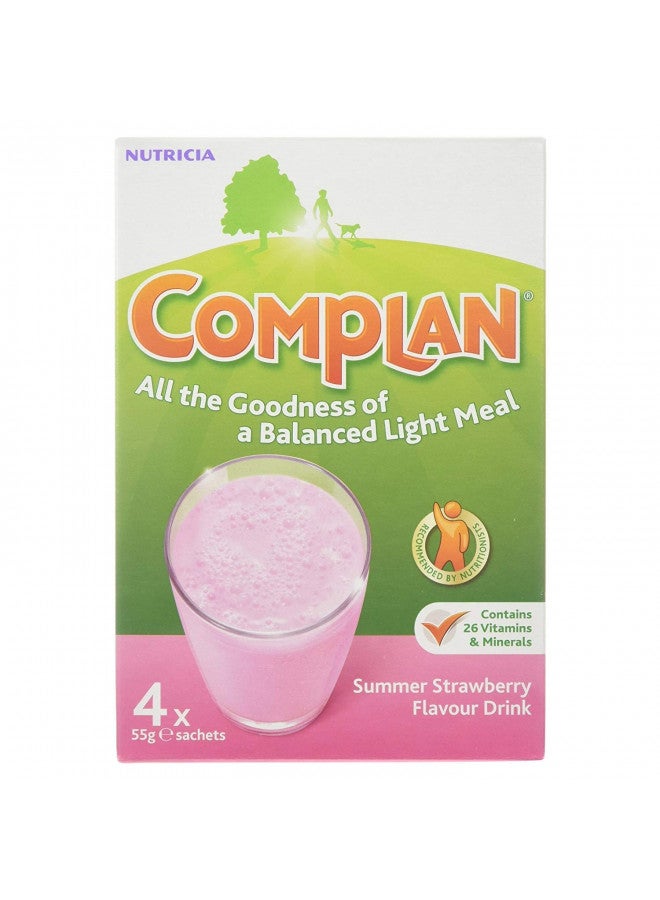 Complan Complan Nutritious Vitamin Rich Drink Strawberry Flavour 4 x 55g Sachets  - Image 1