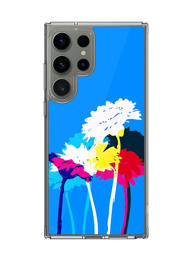 Stylizedd Classic Clear Case for Samsung Galaxy S25 Ultra , Hybrid Soft Case Flexible Edges TPU PC Gel Thin Transparent Cover - Bleeding Flowers (Blue) - Image 1