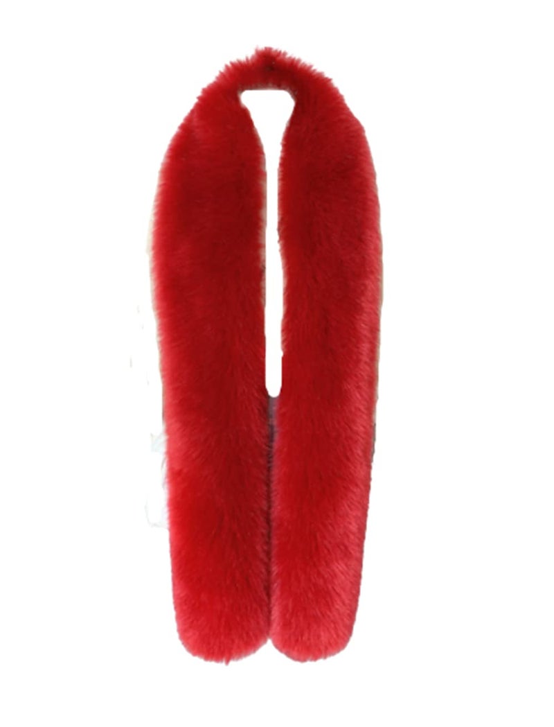 LDFWAY Long Men Women Faux Fur Collar Winter Warm Wrap Stole Scarf Shawl Shrug, Red, L - Image 1