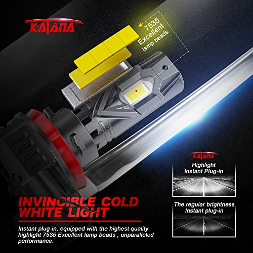 Katana Upgraded H11 9005 Bulbs, 36000LM 6500K Xenon White Super Bright Mini Size with Cooling Fan, H8 HB3 Canbus Ready Fog Light, Pack of 4 - Image 2