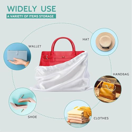 AOFEGRLT 3 Pack Dust Bags for Handbags, Drawstring Purse Dust Bags, Silk Cotton Purse Covers Shoe Storage Bag(White, M-19.6 × 15.7 in) - Image 4
