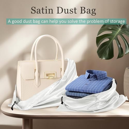 AOFEGRLT 3 Pack Dust Bags for Handbags, Drawstring Purse Dust Bags, Silk Cotton Purse Covers Shoe Storage Bag(White, M-19.6 × 15.7 in) - Image 3