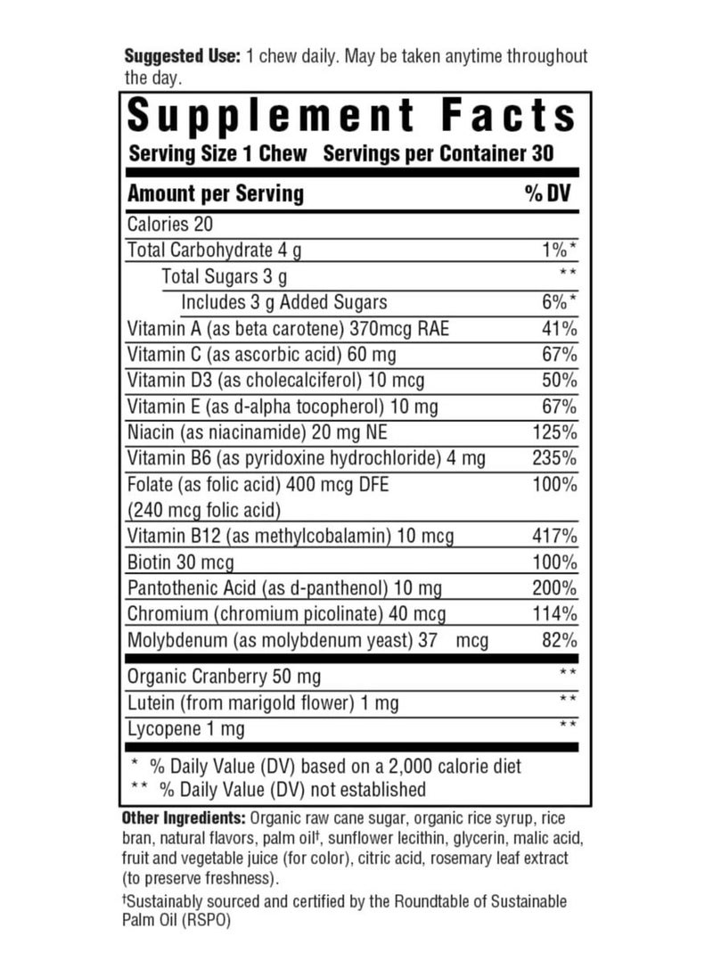 MegaFood - MegaFood Women's One Daily Multivitamin Soft Chews - Multivitamin for Women with Folate, Vitamin B6, Vitamin B12, Biotin, Vitamin D - Mixed Berry Flavor - Vegetarian Supplement, Non-GMO - 30 Chews - Image 1