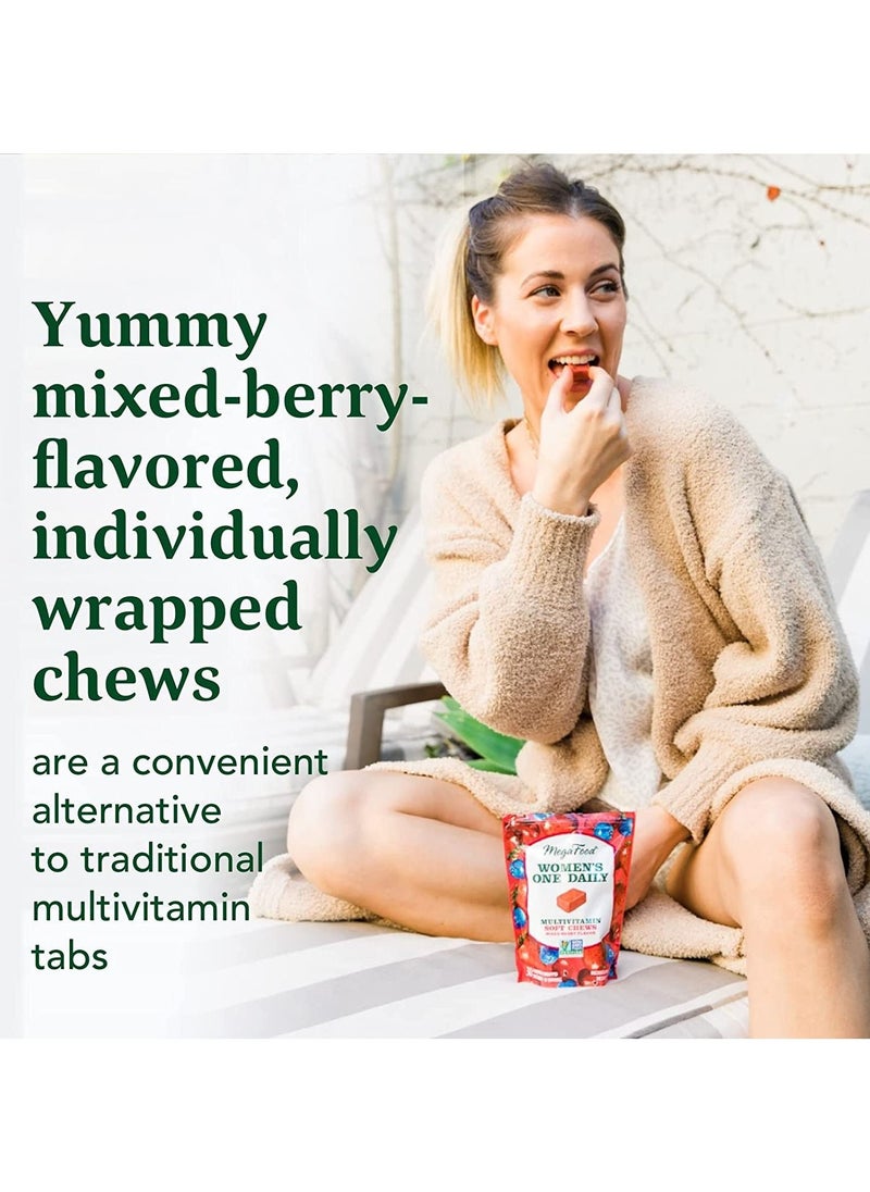 MegaFood - MegaFood Women's One Daily Multivitamin Soft Chews - Multivitamin for Women with Folate, Vitamin B6, Vitamin B12, Biotin, Vitamin D - Mixed Berry Flavor - Vegetarian Supplement, Non-GMO - 30 Chews - Image 1