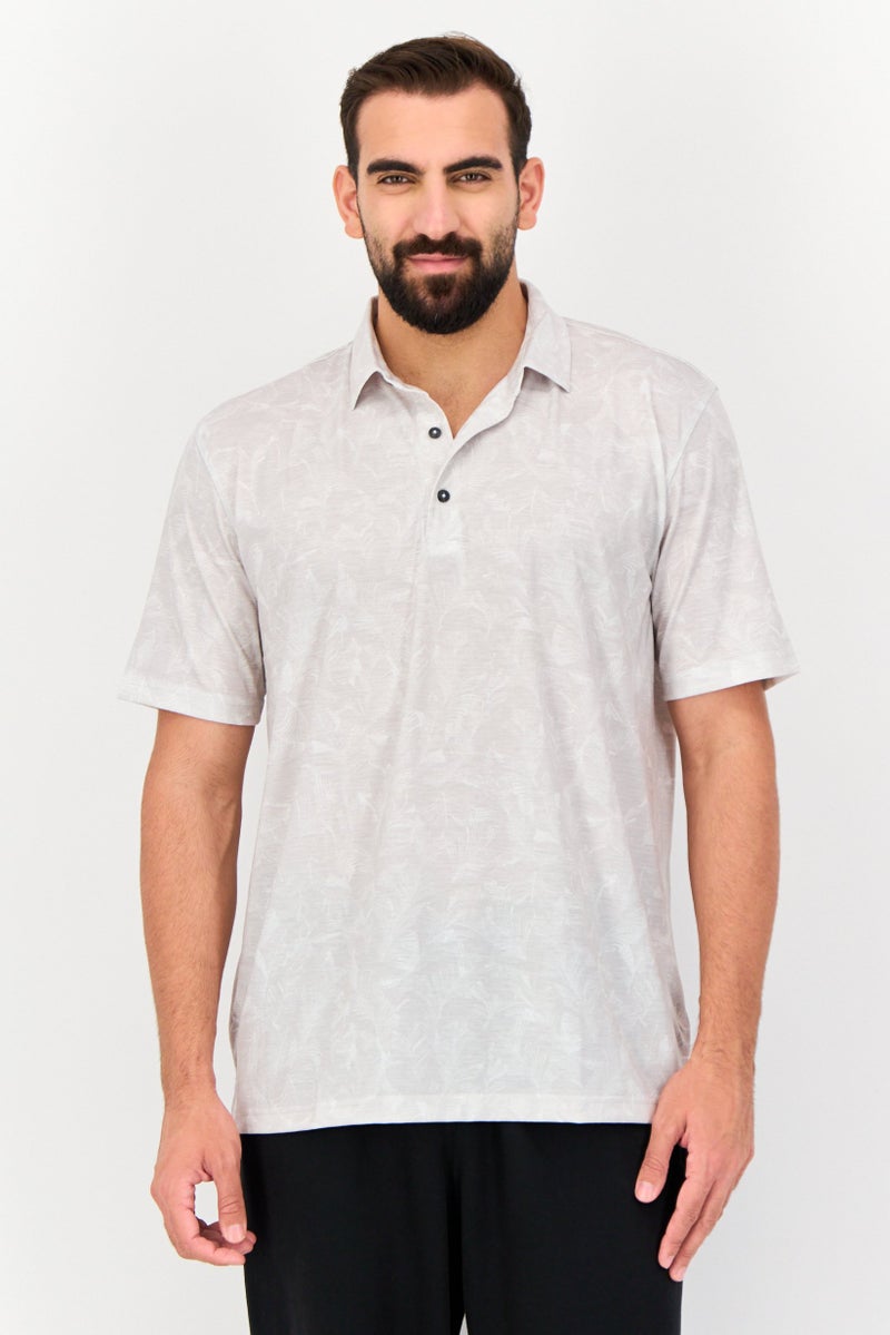 Greg Norman Men Sportswear Fit Short Sleeve Outdoor Polo Shirt, Light Grey  - Image 1