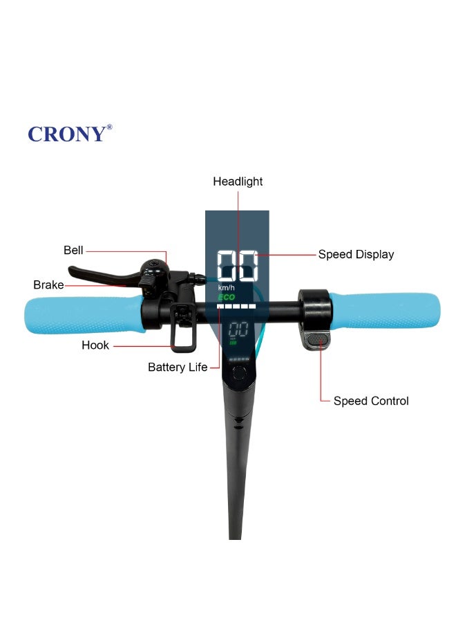 Crony M365 App E-Scooter 250w Brushless Motor, 45kilo/H High-Speed Urban Commuter , 36v Battery Rear Disc Brake, App-Controlled Smart Scooter With Led Headlights, Portable Lightweight Aluminum Frame, Off-Road Capable, Bluetooth Connectivity,Blue - Image 5