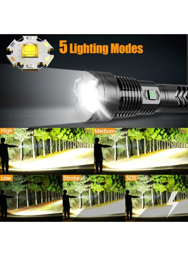 Rechargeable LED Flashlight - High Brightness Torch Light with Digital Battery Percentage Display, USB Charging & Portable Emergency Light for Outdoor Camping & Home Use - Image 5