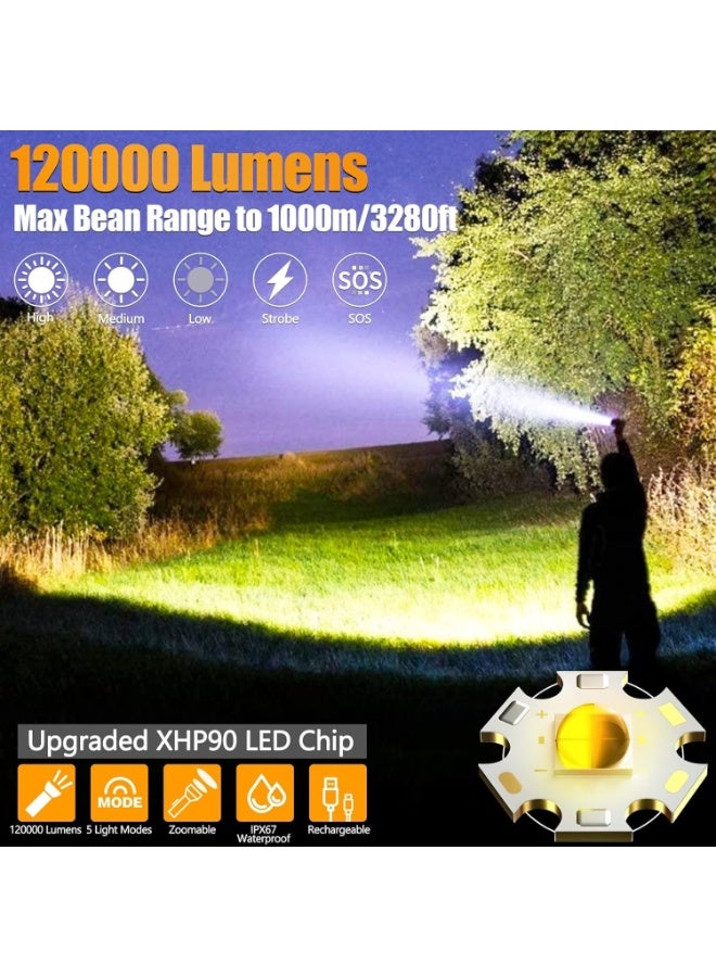 Rechargeable LED Flashlight - High Brightness Torch Light with Digital Battery Percentage Display, USB Charging & Portable Emergency Light for Outdoor Camping & Home Use - Image 4