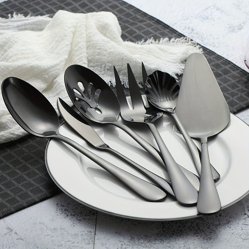 Rainbow Set Of 6 Stainless Steel Serving Utensils For Buffets Potlucks And Everyday Use Dishwasher Safe Easy To Clean - Image 4