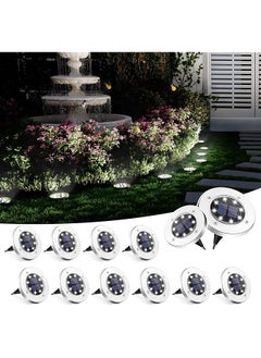 erorex 12 Pack Solar Ground Lights 8 Led Solar Powered Disk Lights Outdoor Waterproof Garden Landscape Lighting For Yard Deck Lawn Patio Pathway Walkway White  - Image 1