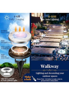 erorex 12 Pack Solar Ground Lights 8 Led Solar Powered Disk Lights Outdoor Waterproof Garden Landscape Lighting For Yard Deck Lawn Patio Pathway Walkway White  - Image 3