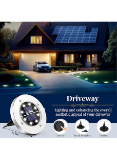 erorex 12 Pack Solar Ground Lights 8 Led Solar Powered Disk Lights Outdoor Waterproof Garden Landscape Lighting For Yard Deck Lawn Patio Pathway Walkway White  - Image 5