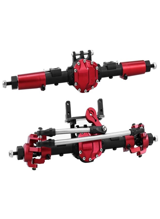 HYBDX RC CNC Aluminum Anodized Front and Rear Door Axle Kit Upgrade for 1/10 RC Crawler Car SCX10 II 90046 90047 (Red Black) - Image 1