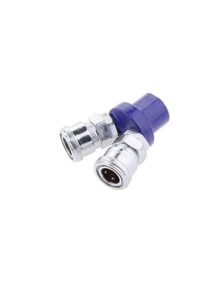 AQSON 2 Way, Quick Coupler Air Hose Connector Fittings 1/4" Female BSPT PICK - Silver, 2 Way Joint  - Image 3
