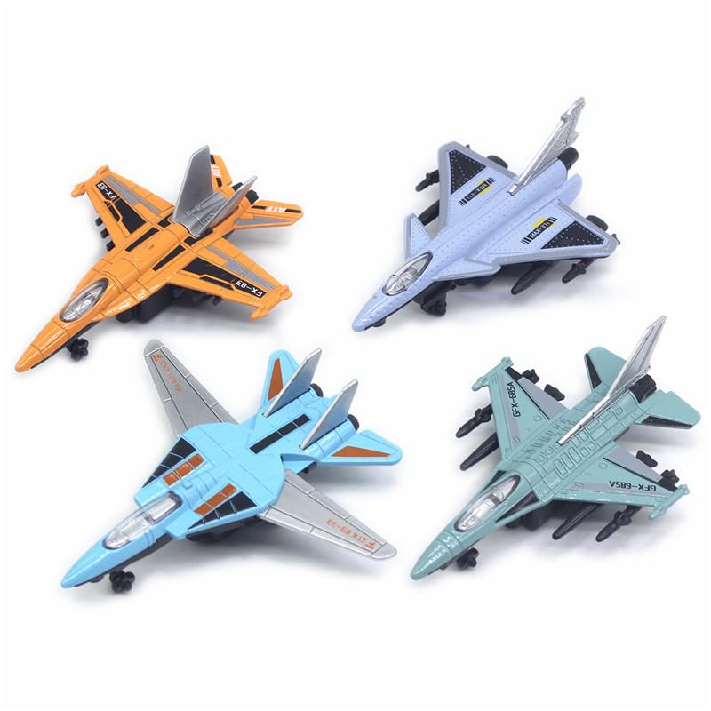 FEXXA Air Force 4-Pack Die Cast Airplanes, Pull Back Military Fighter Jets, Diecast Air Plane Models | Pull Back Alloy Airplanes for Boys ([GX-L-886-PACK-4] Colour AS PER Stock) - Image 2