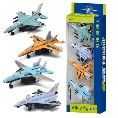 FEXXA Air Force 4-Pack Die Cast Airplanes, Pull Back Military Fighter Jets, Diecast Air Plane Models | Pull Back Alloy Airplanes for Boys ([GX-L-886-PACK-4] Colour AS PER Stock) - Image 4