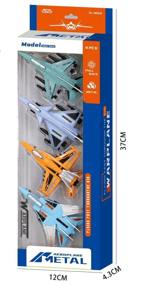 FEXXA Air Force 4-Pack Die Cast Airplanes, Pull Back Military Fighter Jets, Diecast Air Plane Models | Pull Back Alloy Airplanes for Boys ([GX-L-886-PACK-4] Colour AS PER Stock) - Image 3