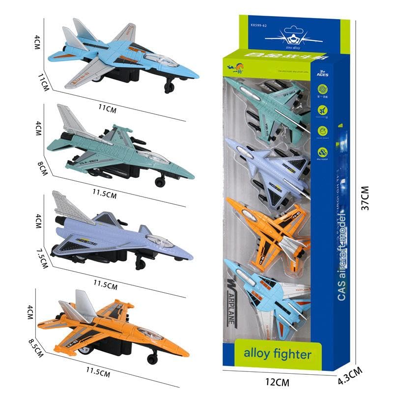 FEXXA Air Force 4-Pack Die Cast Airplanes, Pull Back Military Fighter Jets, Diecast Air Plane Models | Pull Back Alloy Airplanes for Boys ([GX-L-886-PACK-4] Colour AS PER Stock) - Image 5