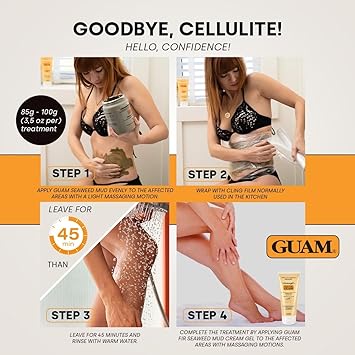 GUAM FIR Anti Cellulite Seaweed Hot Body Mud 1kg Cellulite Remover for Flat Tummy Waist Belly Tightening Skin Firming Cream INFRARED Body Warp Treatment Boost Circulation Improve Elasticity - Image 3