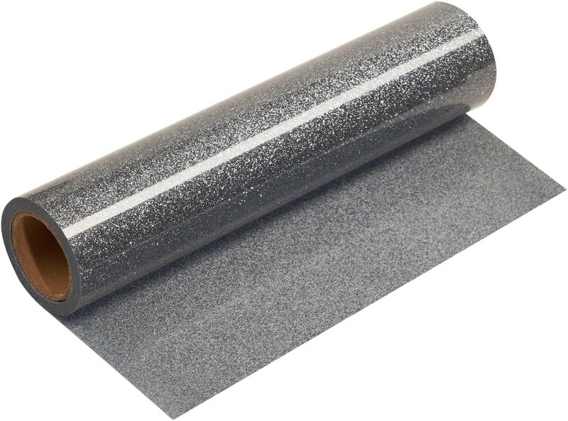Gray Glitter HTV Roll -12" x10ft Iron on Heat Transfer Vinyl for DIY Shirts Gifts