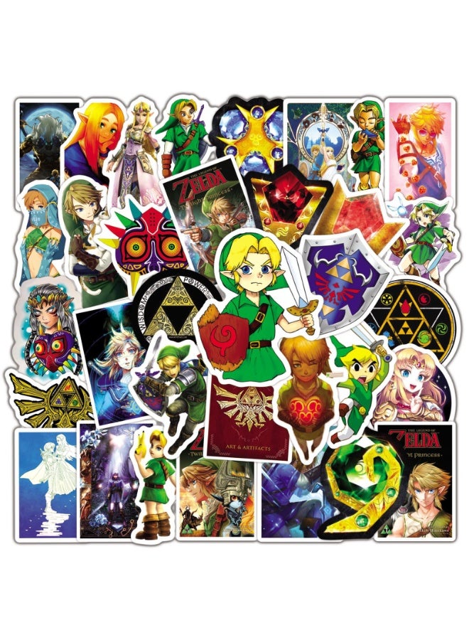 NIBEMINENT 50 Pcs The Legend Of Zelda Deco Kit Waterproof Stickers, High Definition Printing Bright Colors, Suitable for Laptop Skateboard Luggage Water Bottle Guitar DIY - Image 1