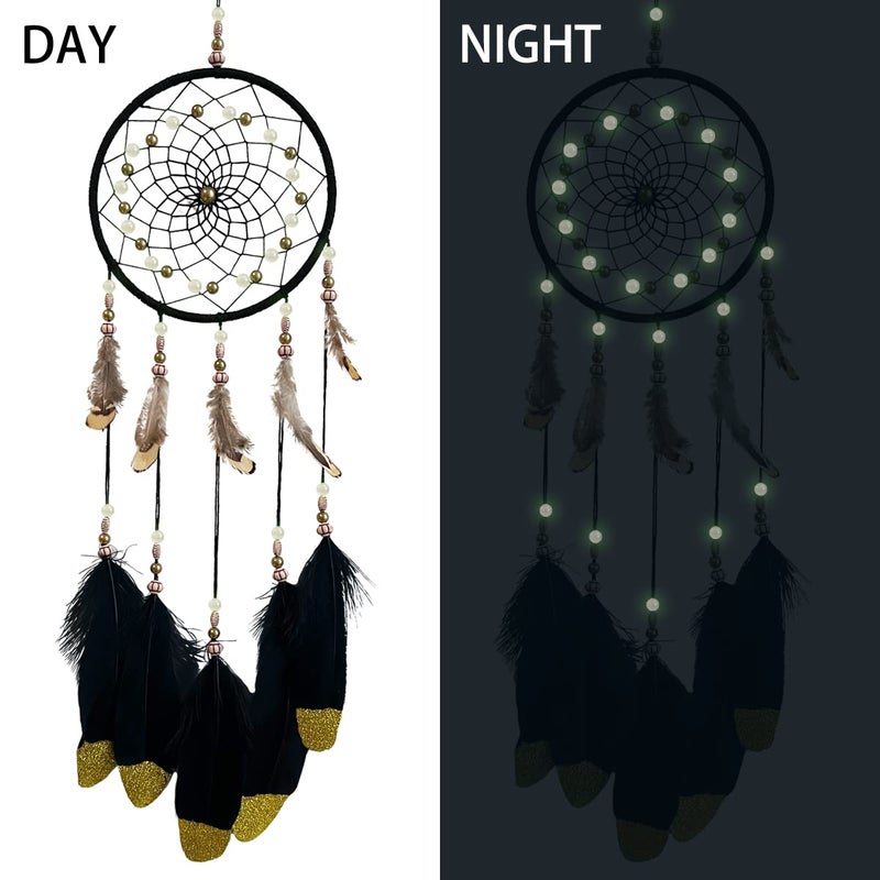 Awlee Dream Catchers Handmade Feather Native Home Wall Decoration Black - Image 2