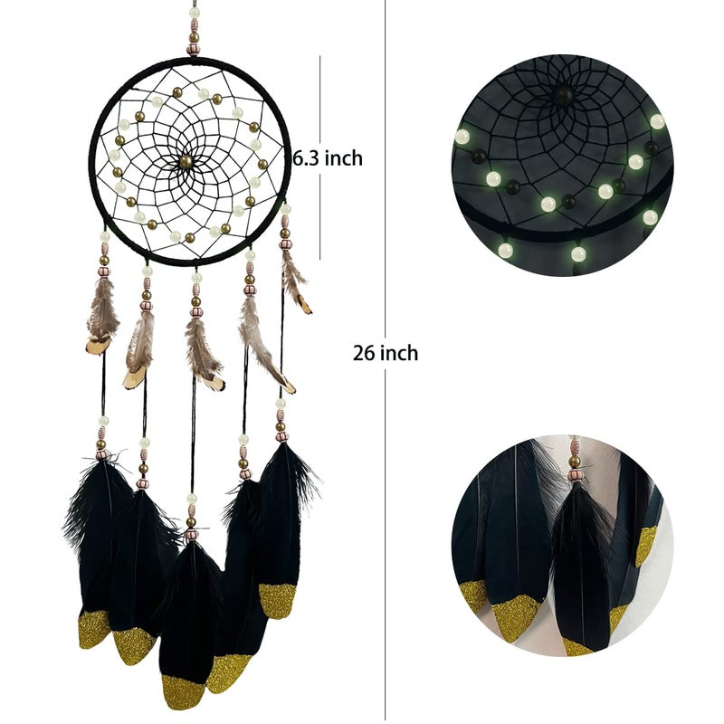 Awlee Dream Catchers Handmade Feather Native Home Wall Decoration Black - Image 3